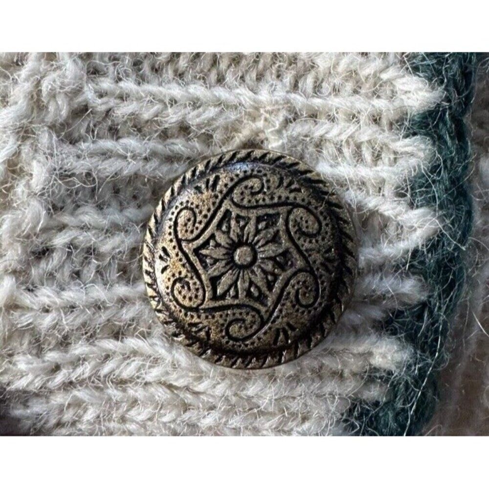 Vintage Woolrich Woman's Sz L Cream Blue Paisley Wool Blend Button Cardigan - Picture 8 of 11